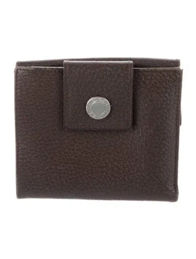 Pre-owned Bvlgari Leather Compact Wallet In Brown