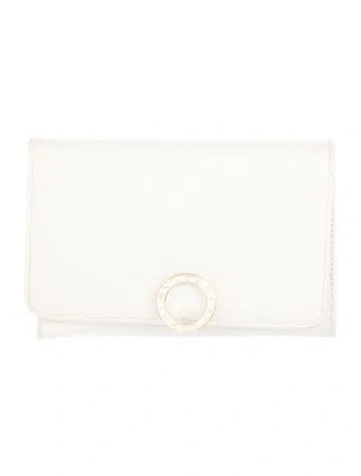 Pre-owned Bvlgari Leather Compact Wallet In Neutrals
