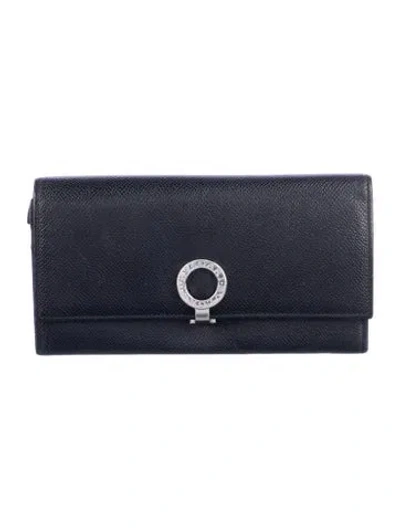 Pre-owned Bvlgari Leather Continental Wallet In Black