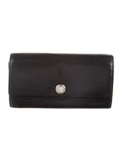 Pre-owned Bvlgari Leather Continental Wallet In Black