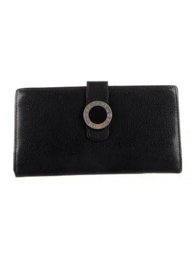 Pre-owned Bvlgari Leather Continental Wallet In Black