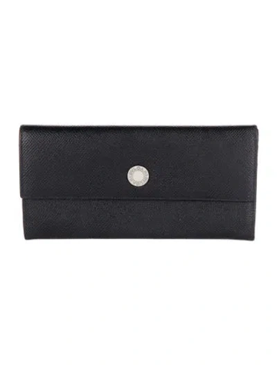 Pre-owned Bvlgari Leather Continental Wallet In Black