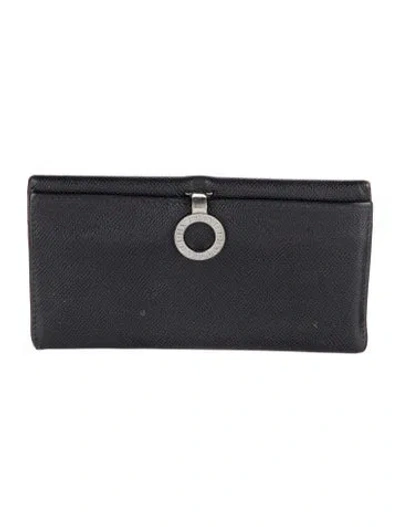 Pre-owned Bvlgari Leather Continental Wallet In Black