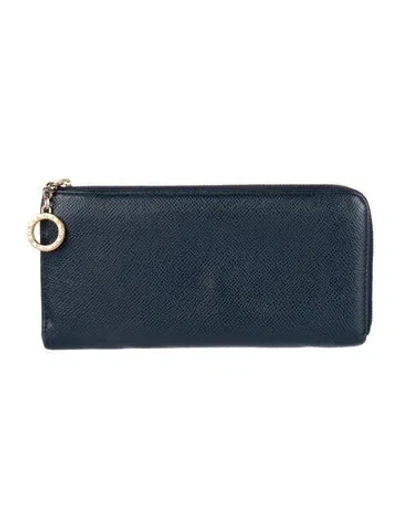 Pre-owned Bvlgari Leather Continental Wallet In Blue/red