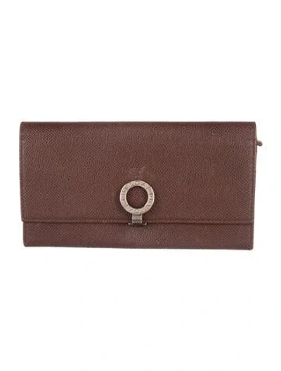 Pre-owned Bvlgari Leather Continental Wallet In Brown
