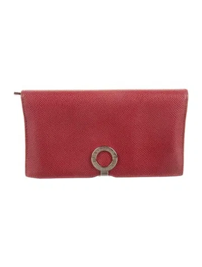 Pre-owned Bvlgari Leather Continental Wallet In Red