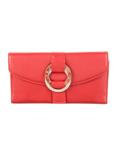 Pre-owned Bvlgari Leather Continental Wallet In Red