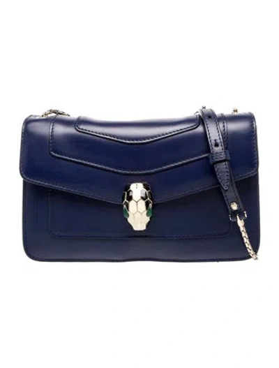 Pre-owned Bvlgari Leather Crossbody Bag In Blue