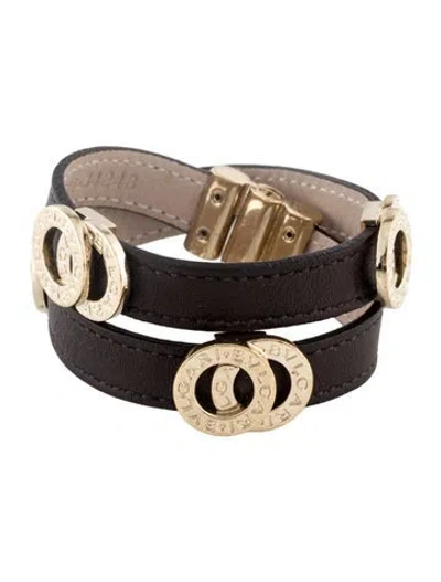 Pre-owned Bvlgari Leather Double Coil Wrap Bracelet In Multi