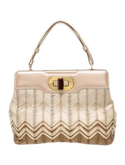 Pre-owned Bvlgari Leather Isabella Rossellini Top Handle In Neutrals