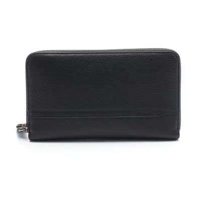 Bvlgari Leather Long Wallet (bi-fold) In Black