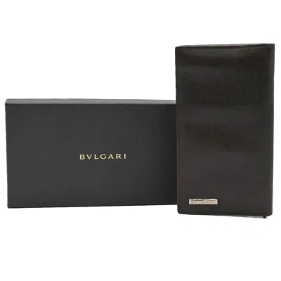 Pre-owned Bvlgari Leather Long Wallet (bi-fold) () In Brown