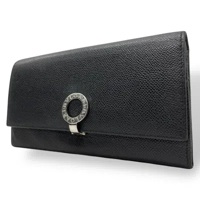 Pre-owned Bvlgari Leather Long Wallet (bi-fold) () In Black