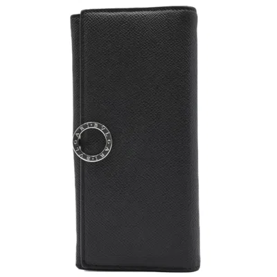 Pre-owned Bvlgari Leather Long Wallet (bi-fold) () In Black
