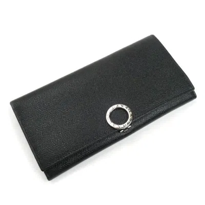 Pre-owned Bvlgari Leather Long Wallet (bi-fold) () In Black