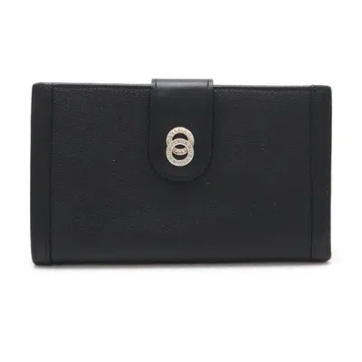 Pre-owned Bvlgari Leather Long Wallet (bi-fold) () In Black