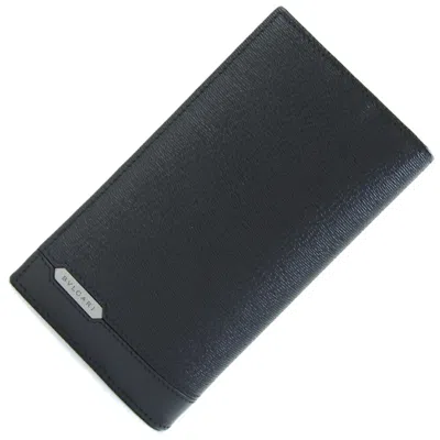 Pre-owned Bvlgari Leather Long Wallet (bi-fold) () In Black