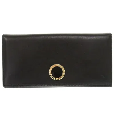 Pre-owned Bvlgari Leather Long Wallet (bi-fold) () In Black