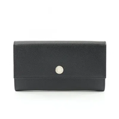 Pre-owned Bvlgari Leather Long Wallet (bi-fold) () In Black