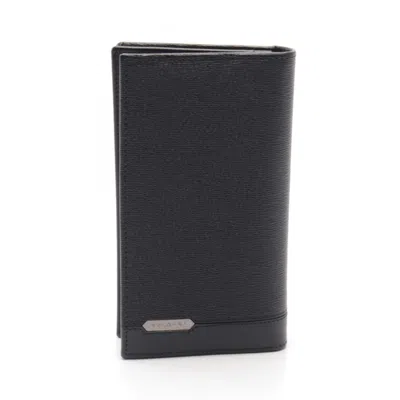 Pre-owned Bvlgari Leather Long Wallet (bi-fold) () In Black