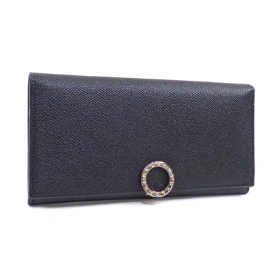 Pre-owned Bvlgari Leather Long Wallet (bi-fold) () In Black