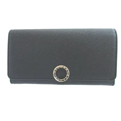 Pre-owned Bvlgari Leather Long Wallet (bi-fold) () In Black