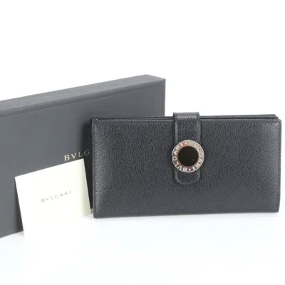 Pre-owned Bvlgari Leather Long Wallet (bi-fold) () In Black