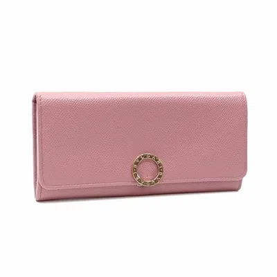 Pre-owned Bvlgari Leather Long Wallet (bi-fold) () In Pink