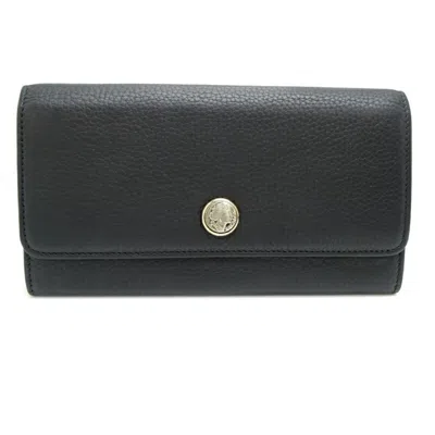 Pre-owned Bvlgari Leather Long Wallet (tri-fold) () In Black