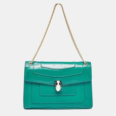 Bvlgari Womens Green Serpenti Forever Snake-clasp Leather Cross-body Bag