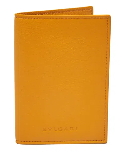 Pre-owned Bvlgari Leather Passport Holder In Yellow