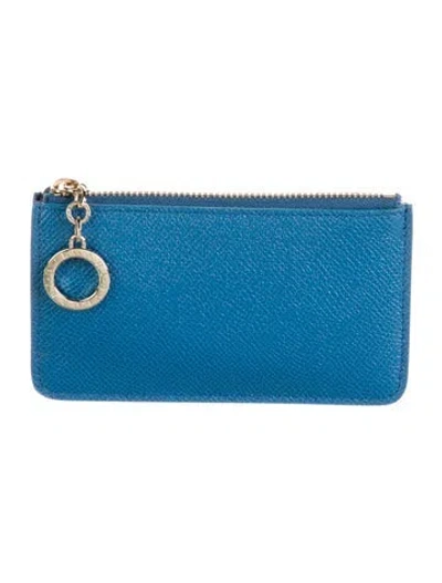 Pre-owned Bvlgari Leather Pouch In Blue