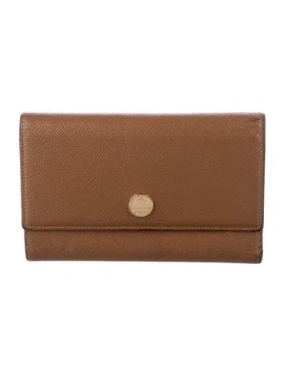 Pre-owned Bvlgari Leather Printed Bifold Wallet In Brown