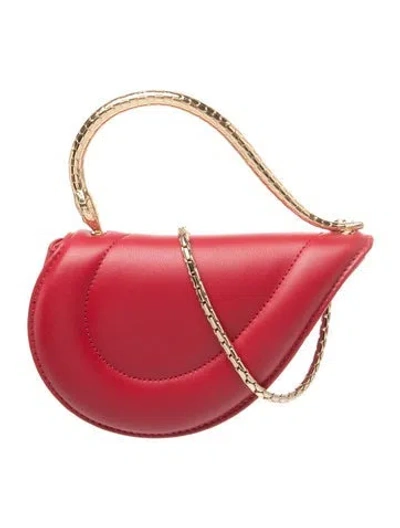 Pre-owned Bvlgari Leather Serpenti Cuoricino Mini In Red