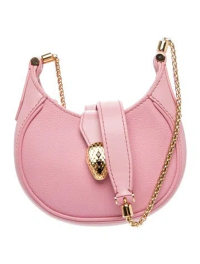 Pre-owned Bvlgari Leather Serpenti Ellipse Micro In Pink