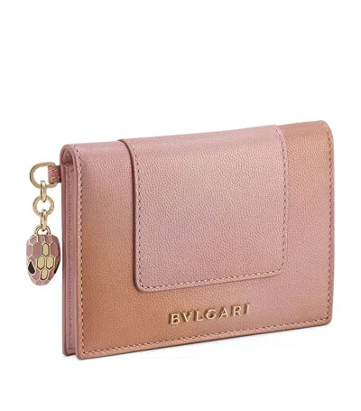 Bvlgari Leather Serpenti Forever Bifold Card Holder In Pink