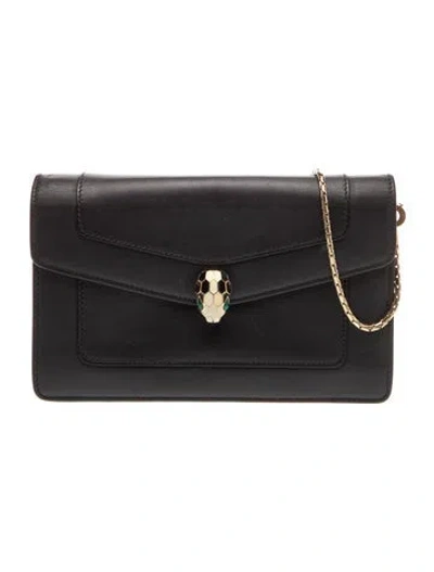 Pre-owned Bvlgari Leather Serpenti Forever In Black