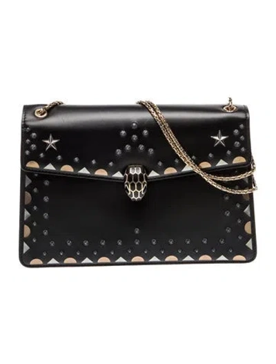 Pre-owned Bvlgari Leather Serpenti Forever In Black