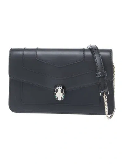 Pre-owned Bvlgari Leather Serpenti Forever In Black