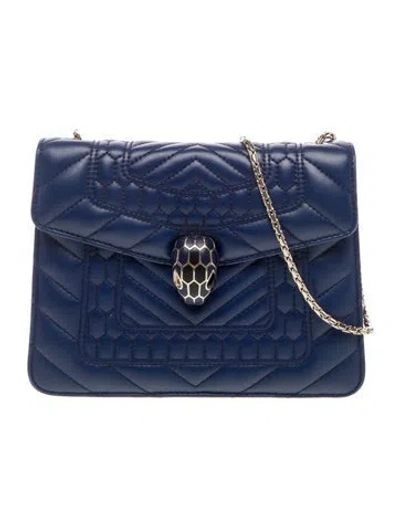 Pre-owned Bvlgari Leather Serpenti Forever In Blue