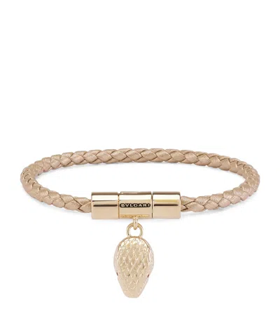 Bvlgari Womens Gold Serpenti Forever Leather Bracelet