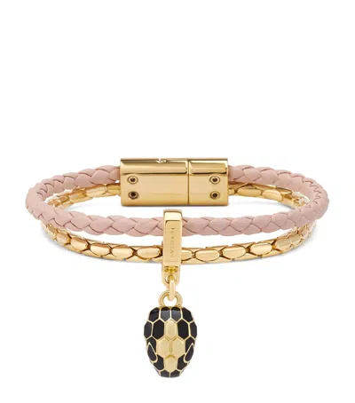 Bvlgari Leather Serpenti Forever Bracelet In Pink