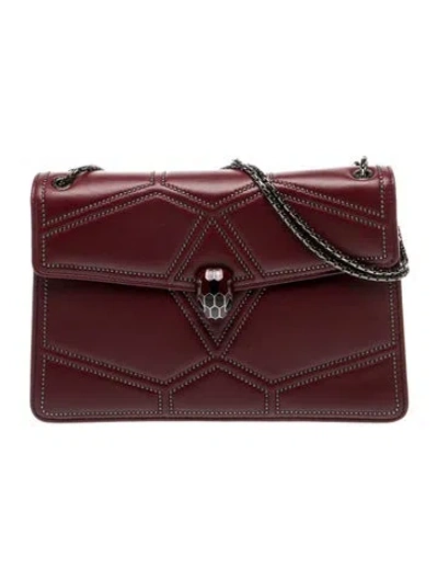 Pre-owned Bvlgari Leather Serpenti Forever In Burgundy