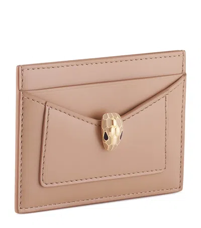 Bvlgari Leather Serpenti Forever Card Holder In Sand