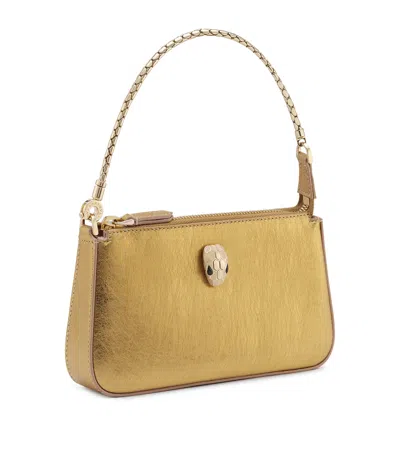 Bvlgari Leather Serpenti Forever Clutch Bag In Gold