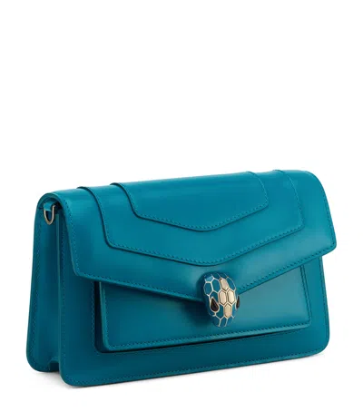 Bvlgari Leather Serpenti Forever East-west Shoulder Bag In Blue