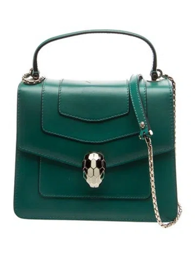 Pre-owned Bvlgari Leather Serpenti Forever In Green