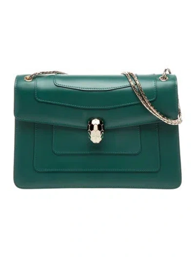 Pre-owned Bvlgari Leather Serpenti Forever In Green