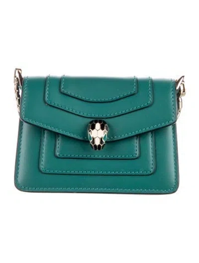 Pre-owned Bvlgari Leather Serpenti Forever In Green