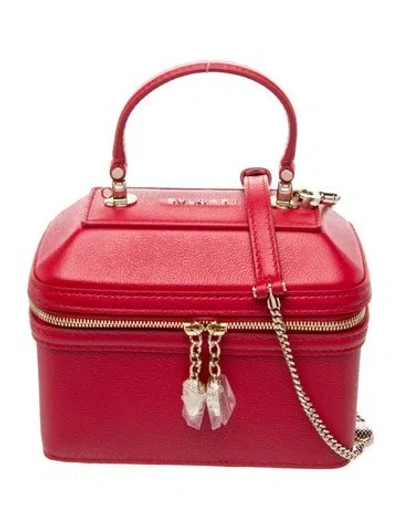 Pre-owned Bvlgari Leather Serpenti Forever Jewellery Box Bag In Red